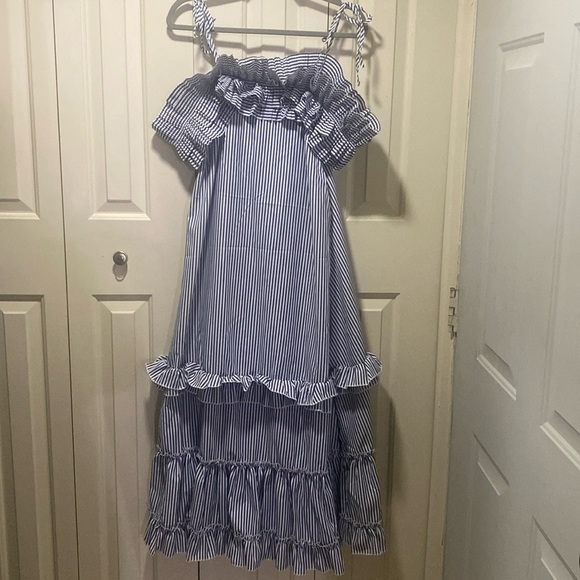 NWT Lulus Stellar Striped Off the Shoulder Dress with Ruffles - Picture 4 of 4